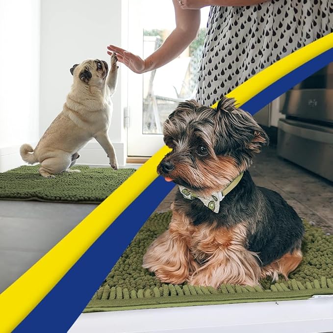 Muddy Mat® | Super Absorbent Door Mat Indoor, Microfiber Quick Dry Chenille Entryway Rug, Non-Slip Front Door Mat, Indoor Mats for Entryway, Machine Washable Pet Rug, Army Green 19"x30"