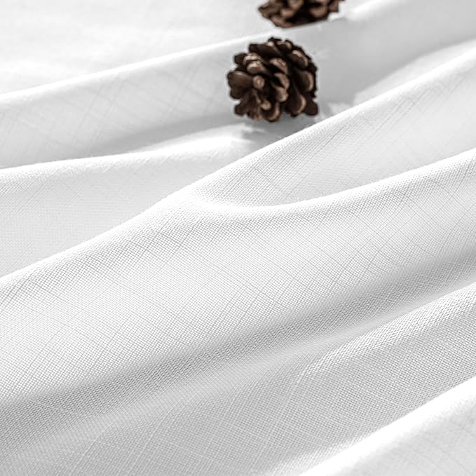 MIULEE White Linen Curtains 96 Inches Long 2 Panels for Bedroom Living Room, Soft Thick Linen Textured Back Tab Window Drapes Semi Sheer Light Filtering Rod Pocket Modern Farmhouse Decor