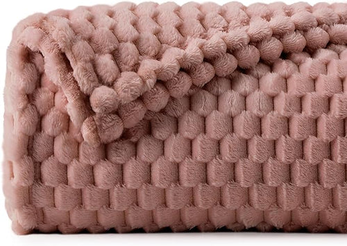 BEDELITE Fleece Blanket - 3D Jacquard Decorative Dusty Pink Throw Blankets for Couch & Bed, Soft and Cozy Warm Plush Fluffy Blanket All Seasons Suitable, 50x60Inches
