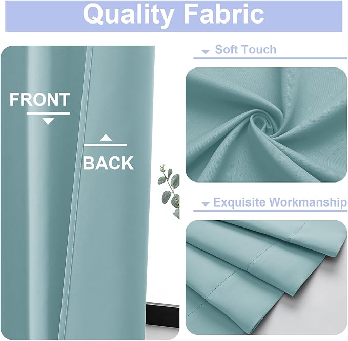 Simplebrand Ava Aqua Short Blackout Curtains for Bedroom 45 Inches Long 2 Panels Set, Solid Thermal Insulated, Energy Saving Window Treatment Curtains Blackout Drapes, W40 x L45 Inch, Aqua