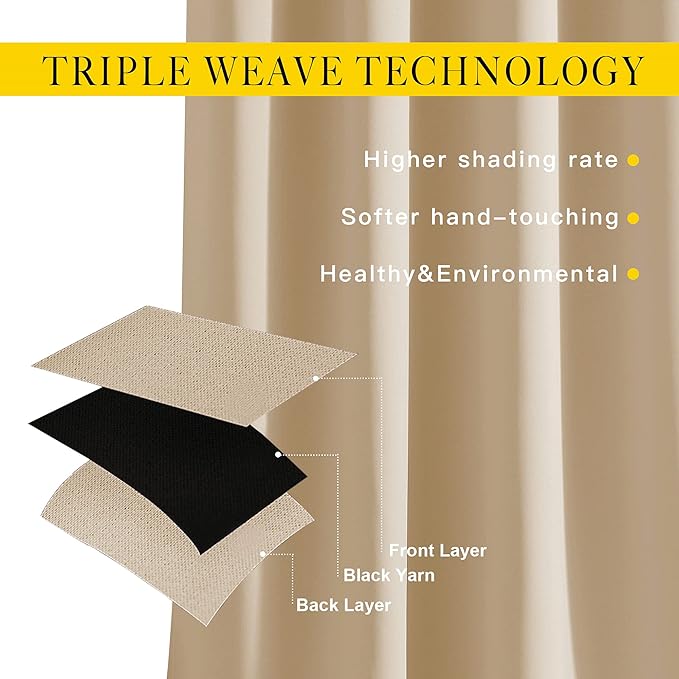 NICETOWN Beige Room Darkening Curtains Blackout 30 inch Curtains for Kitchen, Grommet Solid Window Treatments Sound Reducing for Bedroom, 2 Panels, W37 x L30, 2 Panels