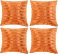 Fancy Homi 4 Packs Orange Fall Decorative Throw Pillow Covers 26x26 Inch for Couch Living Room Bed Sofa, Halloween Pumpkin Autumn Home Decor, Soft Cute Plush Corduroy Striped Cushion Case 66x66 CM