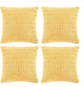 Fancy Homi 4 Packs Yellow Spring Decorative Throw Pillow Covers 18x18 Inch for Living Room Couch Bed Sofa, Rustic Farmhouse Boho Home Decor, Soft Striped Corduroy Square Cushion Case 45x45 cm