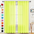SpaceDresser Basic Rod Pocket Sheer Voile Window Curtain Panels Chartreuse 1 Pair 2 Panels 52 Width 54 Inch Long for Kitchen Bedroom Children Living Room Yard（Chartreuse, 52W x 54L）