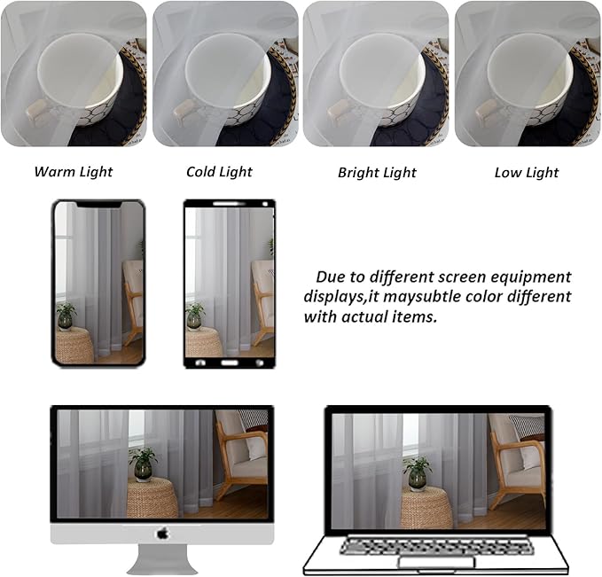 Chyhomenyc Light Grey Sheer Curtains 108 Inches Long - Light Filtering Voile Extra Long Panel Drapes for Floor to Ceiling Window, Elegant Soft Living Room Curtains, Each 42Wx108L Inch, 9FT, 2 Panels