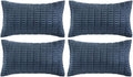 Fancy Homi 4 Packs Dusty Blue Decorative Throw Pillow Covers 16x24 Inch for Living Room Couch Bed Sofa, Rustic Farmhouse Boho Home Decor, Soft Plush Striped Corduroy Square Cushion Case 40x60 cm