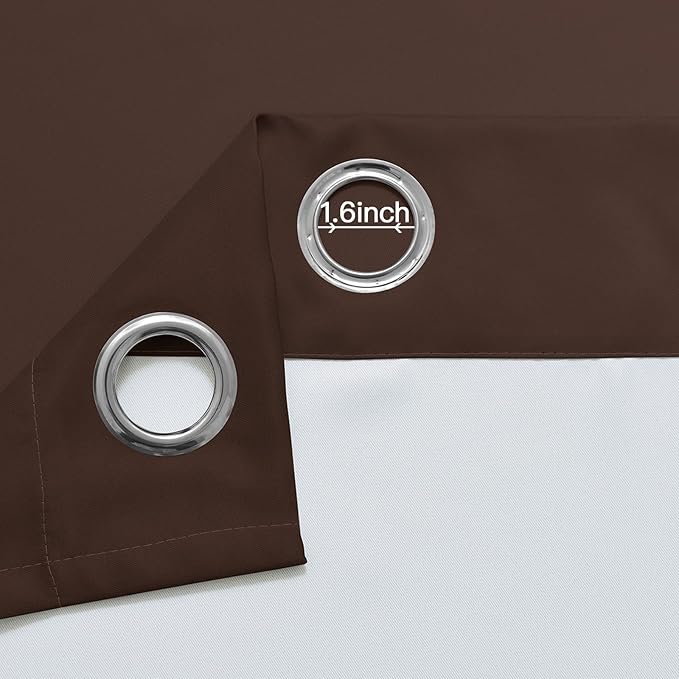 Yakamok 84 Inch Length Thermal Insulated Gradient Color Ombre Curtains with Grommet, Room Darkening Window Drapes for Bedroom (Brown and Greyish White, 52x84 Inch, Set of 2)