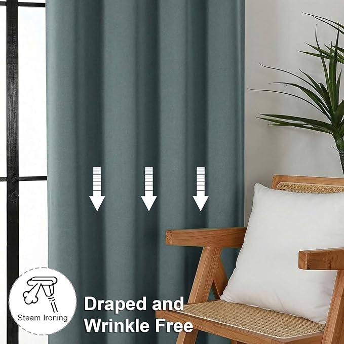 Simplebrand Dark Green Blackout Curtains for Bedroom 96 Inches Long 2 Panels, Solid Thermal Insulated, Energy Saving Living Room Window Treatment Curtains Blackout Drapes, W50 x L96 Inch, Dark Green