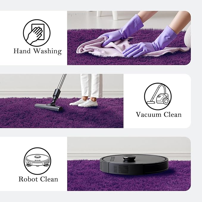 8x10 Area Rugs for Living Room Bedroom, Large Area Rug Shaggy Carpet Soft Plush Furry Bedside Rug, Rugs for Home Decor (Grape Purple, 8 x 10)