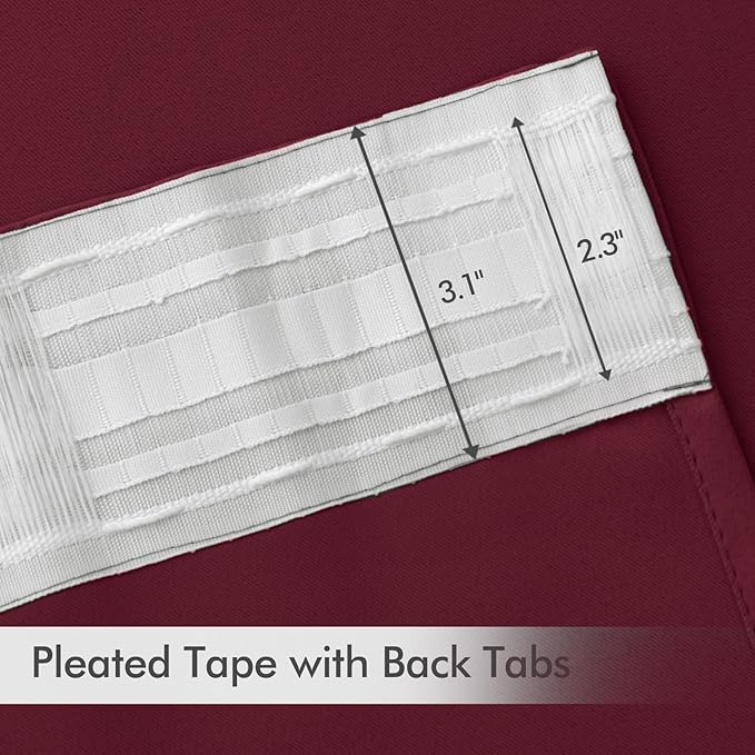 MIULEE Christmas Wine Red Back Tab Blackout Curtains 102 Inch Long 2 Panels Set for Bedroom, Rod Pocket/Pinch Pleated Thermal Insulated Living Room Darkening Light Blocking Floor to Ceiling Drapes