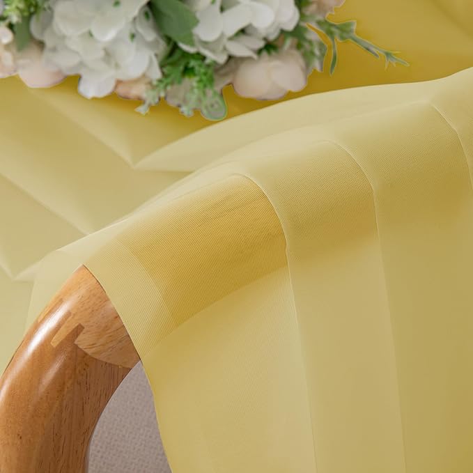 Chyhomenyc Mustard Yellow Sheer Curtains 78 Inches Long for Living Room, Light Filtering Solid Color Voile Bedroom Curtains, Rod Pocket Window Sheer Curtain Panels, Each 42Wx78L, 2 Panels