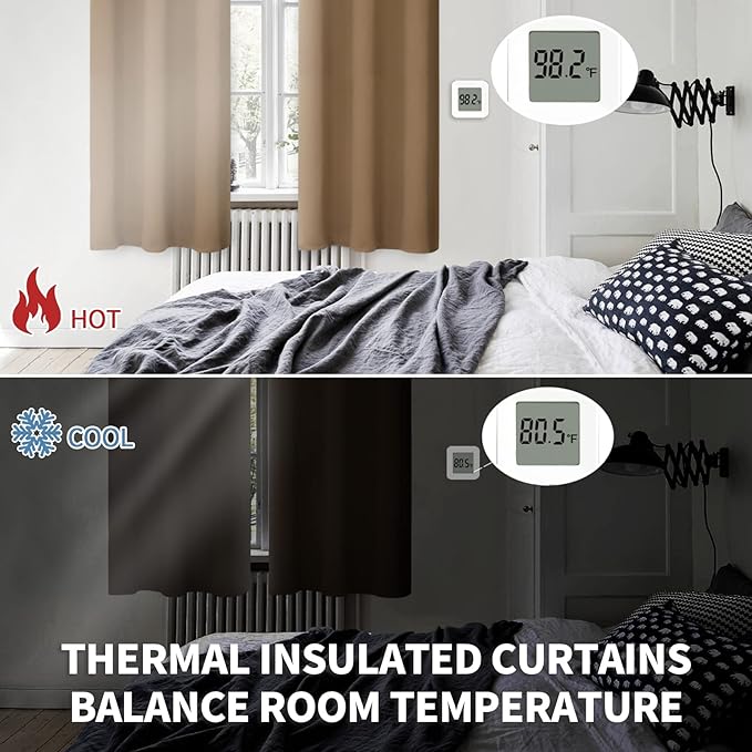 BGment Blackout Curtains for Living Room - Grommet Thermal Insulated Room Darkening Curtains for Bedroom, 2 Panels of 42 x 72 Inch, Taupe