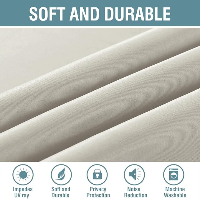 H.VERSAILTEX Light Blocking Curtain for Living Room Thermal Insulated Window Treatment Panel/Drape for Dining Room, Elegant Soft Curtain for Bedroom Grommet Top One Panel (Ivory - 52x90 Inches)