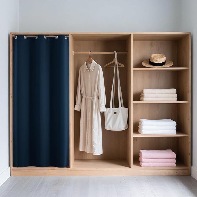 Joydeco Blackout Door Curtain for Doorway Privacy 78 Inches Long, Grommet Closet Curtain for Open Closet, Room Divider for Bedroom Living Room (Navy Blue, 52Wx78L, 1 Panel)