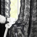 YJ YANJUN Vintage Lace Curtains 45 Inch Length-Victorian Dark Floral Pattern Black Sheer Curtain Panels for Kitchen Bedroom,Light Filtering, Gothic Witchy Halloween Short Drapes 2 Panels 52W x 45L