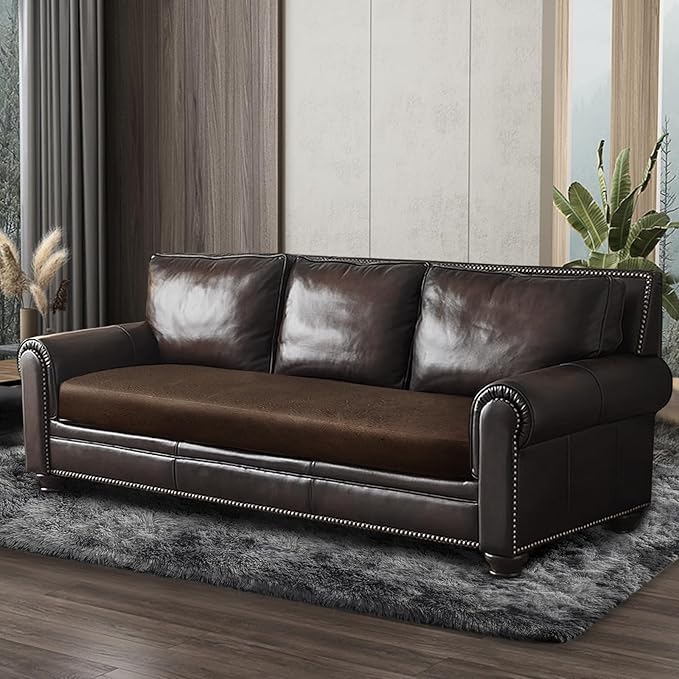 Leather Look Couch Cushion Covers Sofa Seat Slipcovers Sets Couches Furniture Protector for Sectional Armchair Loveseat Pets Kids Stretch (1 Cushion XL Sofa, Brown)