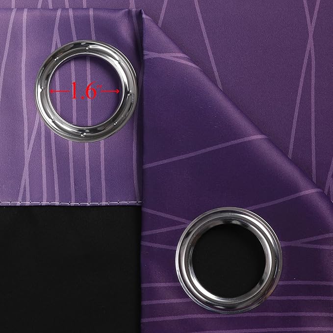Estelar Textiler Purple and Black Ombre Blackout Curtains 102 Inches Long 2 Panels Set, Thermal Insulated Gradient Drapes for Bedroom, Energy Saving Grommet Curtains for Living Room,52Wx102L