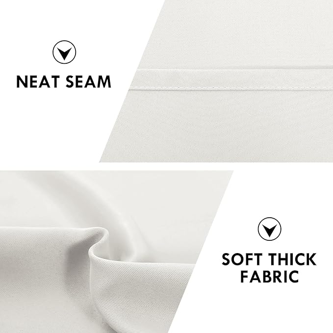 DWCN Blackout Curtains Thermal Insulated, Energy Saving & Noise Reducing Bedroom and Living Room Curtains, Ivory, W 38x L 72 Inch, Set of 2 Rod Pocket Curtain Panels