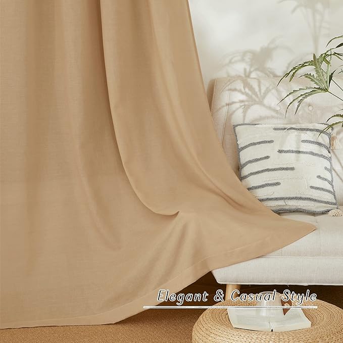 NICETOWN Linen 36 inch Curtains for Kitchen Window, Grommet Thick Flax Linen Burlap Small Window Treatments Privacy Assured with Light Filtering for Cafe/Kids Room, W42 x L36, 2 Panels