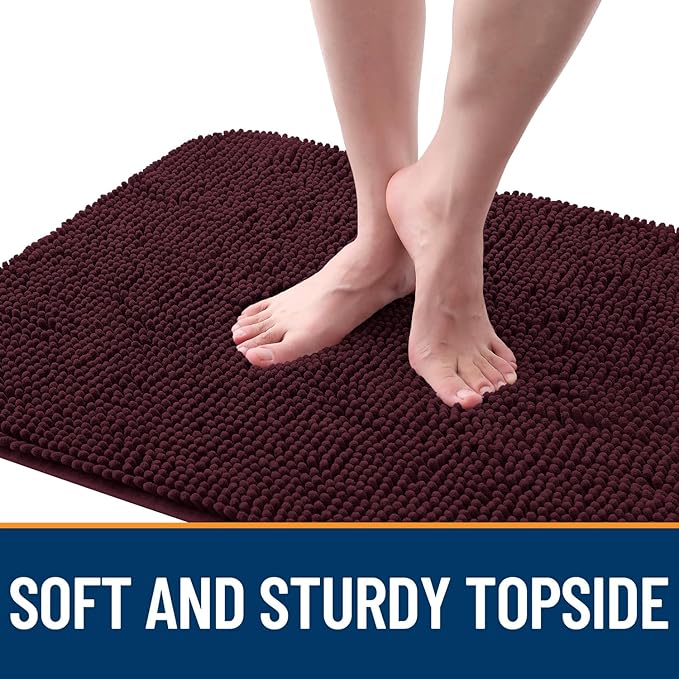 OLANLY Dog Door Mat for Muddy Paws 59x32, Absorbs Moisture and Dirt, Absorbent Non-Slip Washable Doormat, Quick Dry Chenille Mud Mat for Dogs, Entry Indoor Entryway Carpet for Inside Floor, Russet