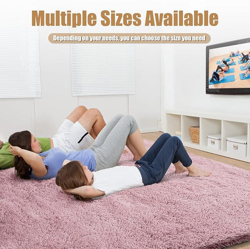 8x10 Fluffy Area Rugs for Living Room,Shag Area Rug for Bedroom,Blush Soft Fuzzy Rug Non-Shedding Indoor Plush Carpet for Kids Bedroom Nursery Home Decor