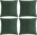 Fancy Homi Set of 4 Dark Green Boho Decorative Throw Pillow Covers 26x26 Inch for Couch Bed Sofa, Aesthetic Modern Bohemian Room Decor, Soft Fuzzy Fluffy Cozy Corduroy Textured Cushion Case 66x66cm