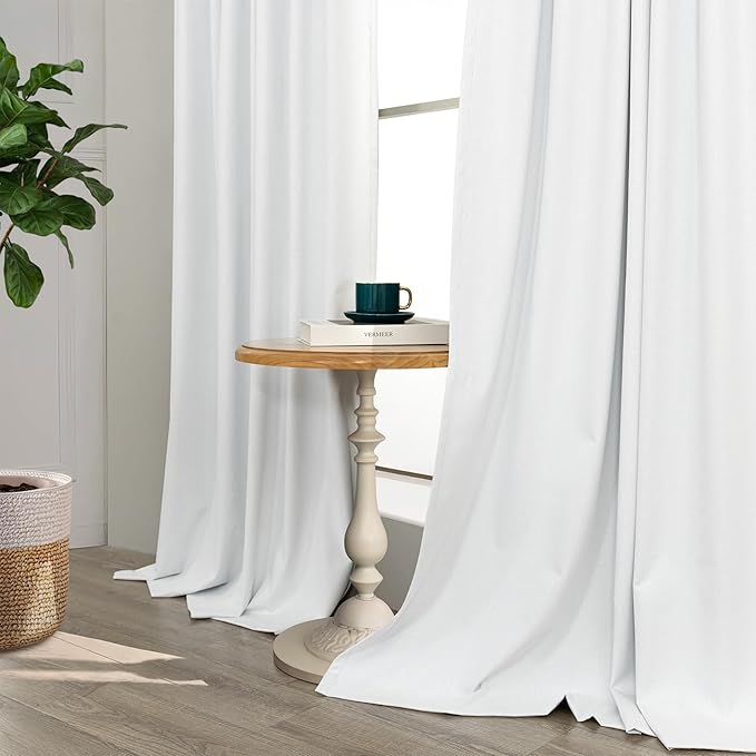 Complete Blackout 90 Inch Curtains Rustic Closet Extra Wide Curtains 2 Panel Set Linen Cotton Textured Large Window Light Heat Blocking Energy Saving Insulated Vintage Farmhouse Drapes Back Tab 7.5 ft