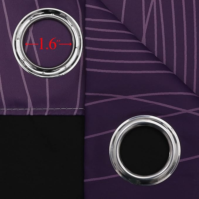 Estelar Textiler Purple and Greyish White Ombre Short Blackout Kitchen Curtains 36 Inch Long, Thermal Insulated Grommet Small Half Window Drapes for Cafe/Basement/RV Camper, 52Wx36L, 2 Panels