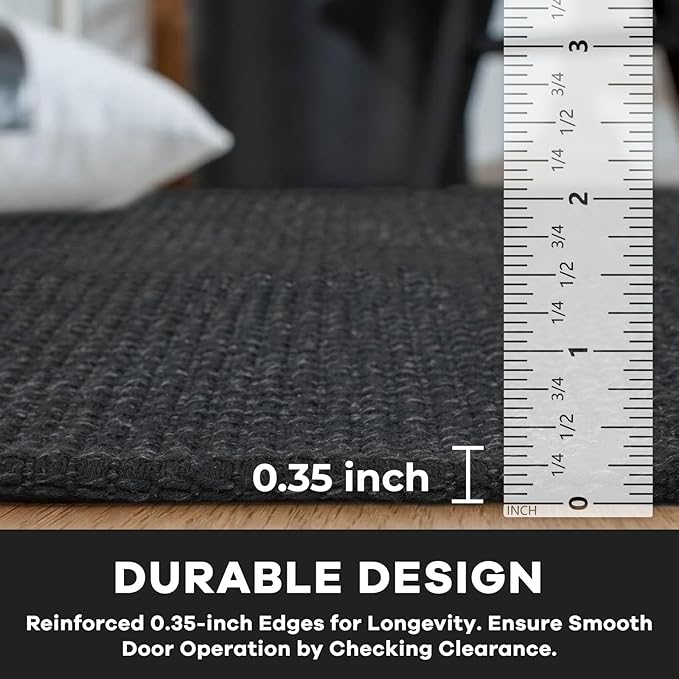 KOZYFLY Runners for Hallways 3x10 ft Washable Kitchen Runner Non Slip Rubber Backed Hallway Rugs Cotton Entryway Runner Rug Floor Carpet for Indoor Hall, Backdoor, Kitchen, Black/Dark Grey