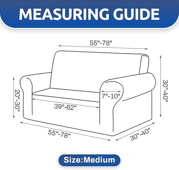 KEKUOU Stretch Loveseat Sofa Cover Slipcover,Couch Covers for 2 Cushion Couch Sofa (55"-78") Furniture Protector Sofa with Elastic Bottom for Kids,Dog. Jacquard Small Checked (Medium,Chocolate)