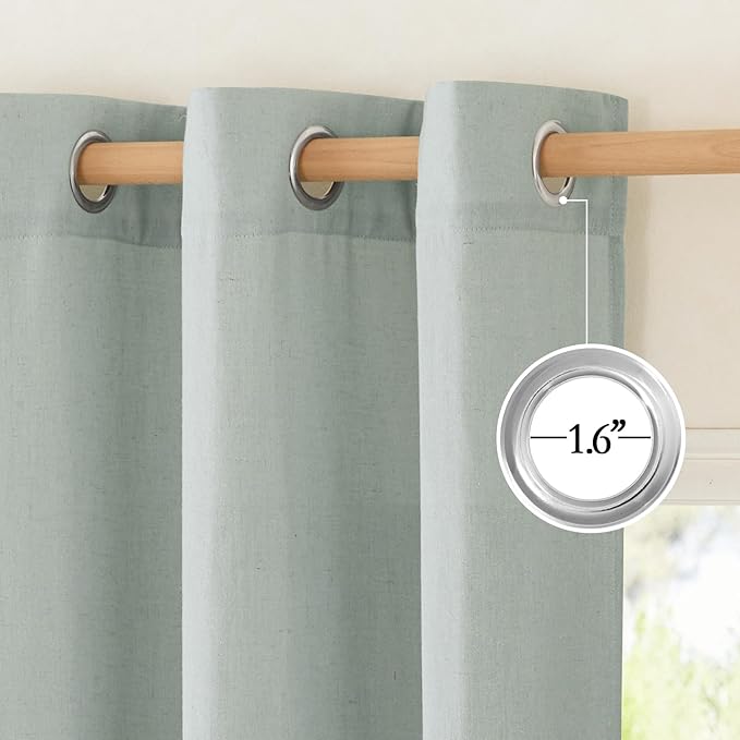NICETOWN Rustic Linen 102 inch Long Curtains for Living Room, Grommet Privacy Added Thick Linen Weave with Light Filter Window Curtains & Drapes for Bedroom, Sage Green, W55 x L102, 2 Panels