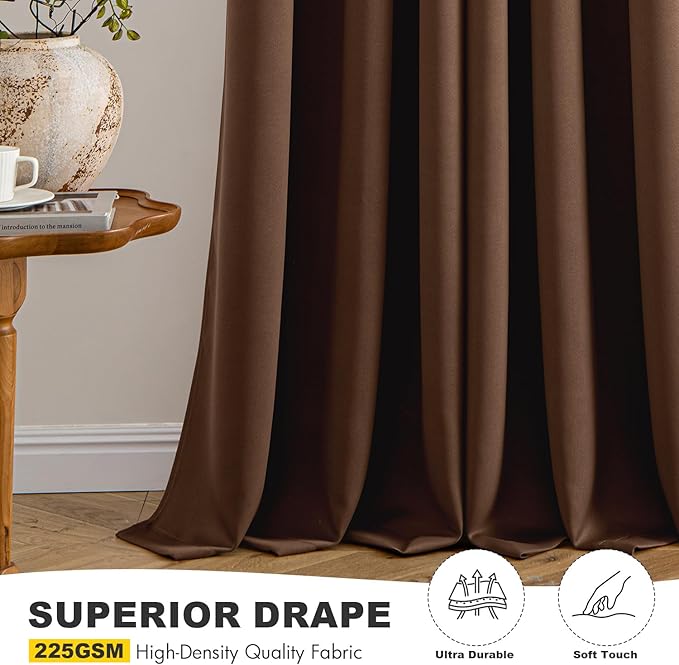 MIULEE Cappuccino Brown Blackout Curtains for Bedroom Living Room 84 Inches Long 2 Panels, Thermal Insulated Room Darkening Drapes Grommet Noise Reduction Light Blocking Window Treatments 50x84 Inch