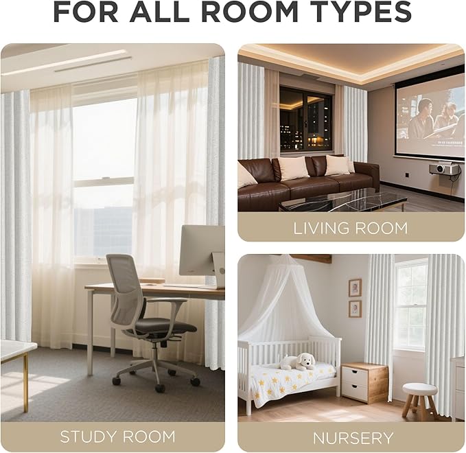 Joydeco Linen Blackout Curtains for Bedroom - 100% Light Blocking 1 Panels, White Drapes 100" W x 84" L, Thermal Insulated Room Darkening Curtains for Living Room, Rod Pocket & Back Tabs
