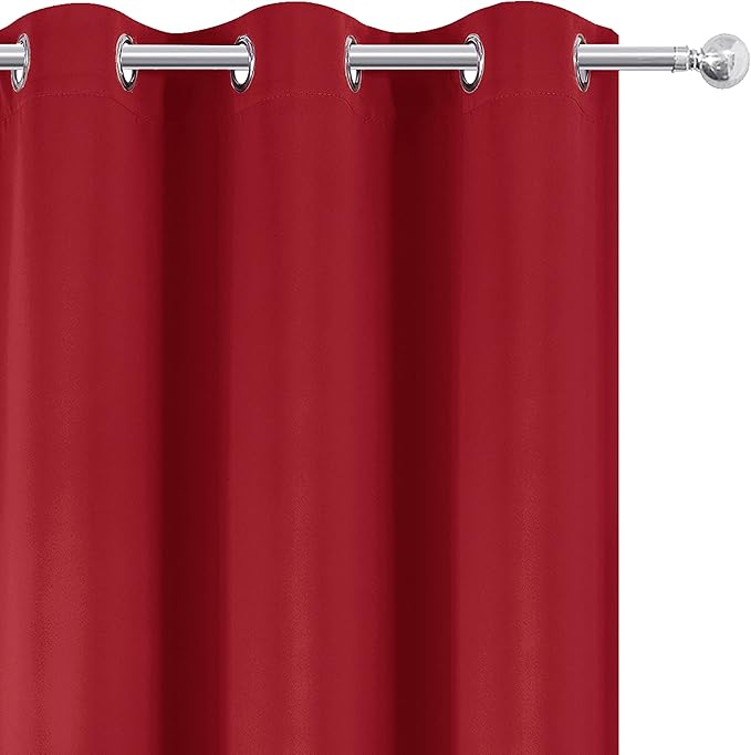 LEMOMO Blackout Curtains 52 x 95 inch/Bright Red Curtains Set of 2 Panels/Thermal Insulated Room Darkening Bedroom Curtains