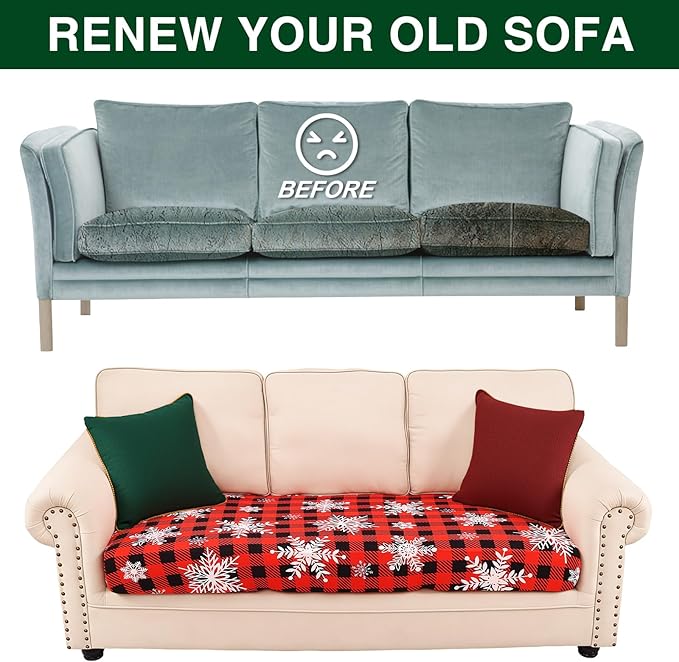 Smiry Printed Couch Cushion Covers, Stretch Soft Couch Covers for Sofa, Washable Non-Slip Sofa Slipcover Furniture Protector for Indoor and Outdoor (3 Pack, Burgundy)