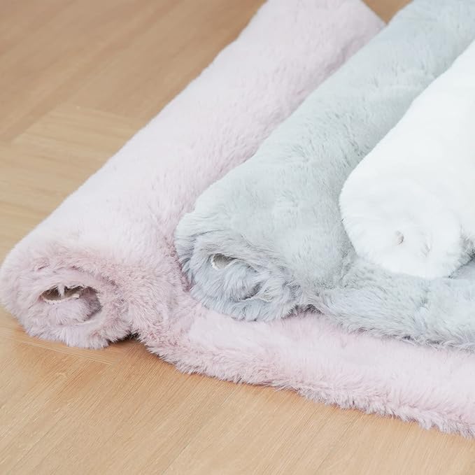Ghouse Faux Rabbit Fur Round Rug 5ft Grey Round Rugs for Bedroom Decor Fluffy Area Rugs for Living Room, no-Shedding Carpet Sheepskin Washable Rug Rome Decor