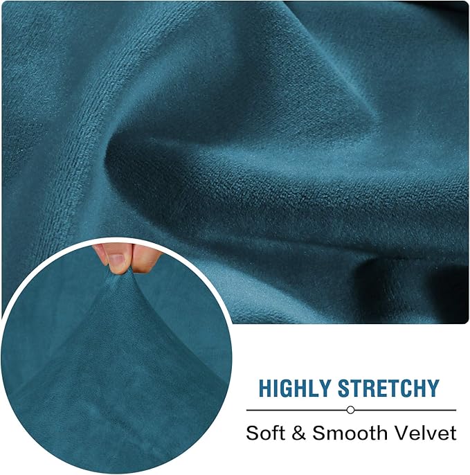 H.VERSAILTEX Velvet Stretch Couch Cushion Cover Plush Cushion Slipcover for Chair Cushion Furniture Protector Seat Cushion Sofa Cover (1 Piece Armchair Cushion Covers, Deep Teal)
