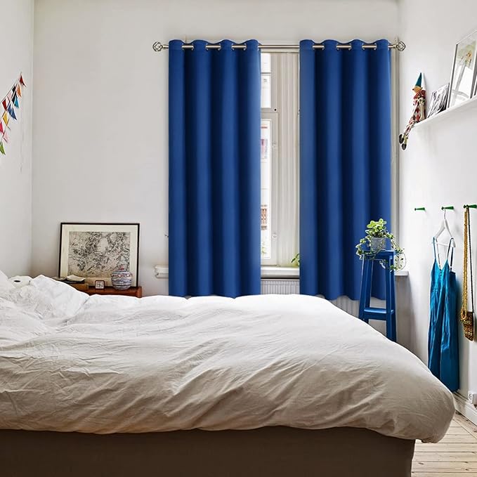 BGment Blackout Curtains for Bedroom - Grommet Thermal Insulated Room Darkening Curtains for Living Room, 55 x 69 Inch, 2 Panels, Royal Blue