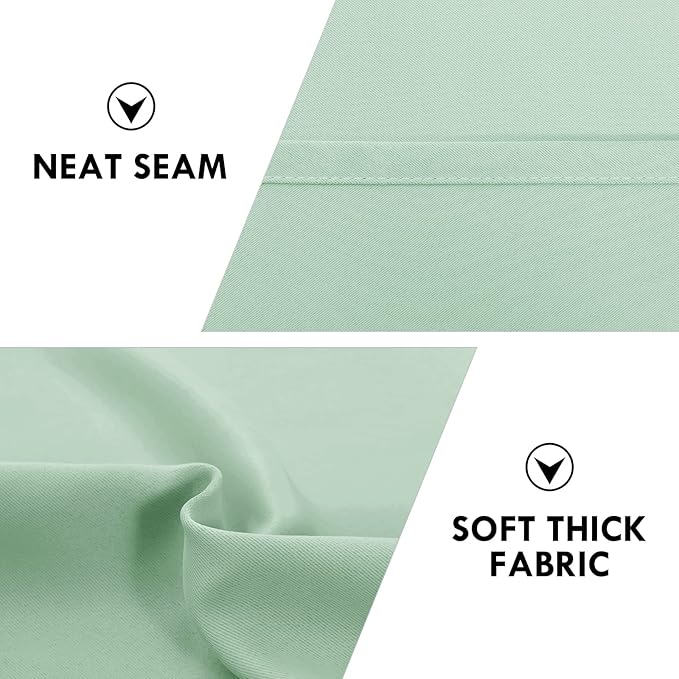 DWCN Blackout Curtains Room Darkening Thermal Insulated Bedroom Curtains Window Curtain Panels, 38 x 45 inches Long, Set of 2 Light Green Rod Pocket Drapes