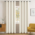 MIULEE Blackout Room Darkening Curtains Thermal Insulated Drapes Solid Window Treatment Set Grommet Top Light Blocking Curtain for Living Room/Bedroom 2 Panels 52 x 84 inch Length Beige White