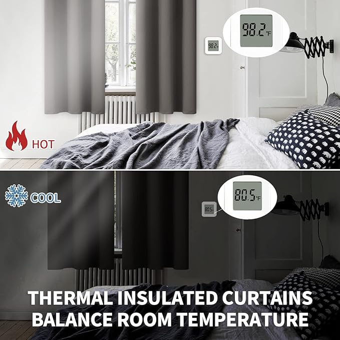 BGment Blackout Curtains for Bedroom - Grommet Thermal Insulated Room Darkening Curtains for Living Room, Set of 2 Panels (38 x 63 Inch, Grey)