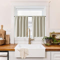 RYB HOME 100% Blackout Bathroom Curtains Over Sink 30 inches Long, Heat & UV Blocking Total Room Darkening Noise Reducing Curtains for Basement RV Campers, Natural, 2 Panels Set