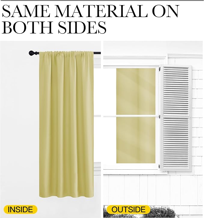 NICETOWN Blackout Curtains for Living Curtains, Paler Yellow, 2 Panels, 42 by 84, Room Darkening Window Curtain Panels, Easy-Care Solid Thermal Insulated Draperies/Drapes for Daughter Room