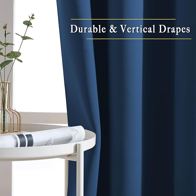 NICETOWN Blackout Sliding Door Curtains 84 inch Length 2 Panels - Thermal Insulated Solid Grommet Room Darkening Window Treatments for Bedroom/French Door (Moroccan Blue, 2 Panels, W66 x L84)