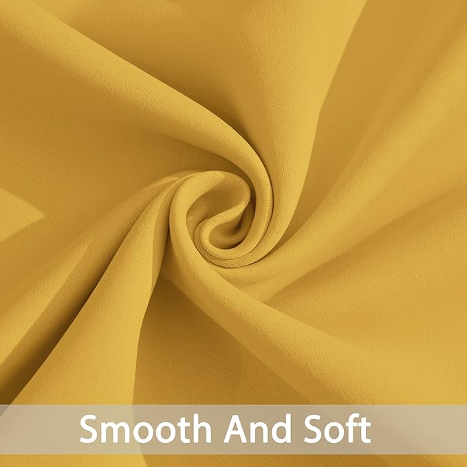 Yakamok Blackout Curtains for Bedroom,Grommet Thermal Insulated Room Darkening Curtains for Living Room, Set of 2 Panels (52 x 72Inch, Mustard Yellow)