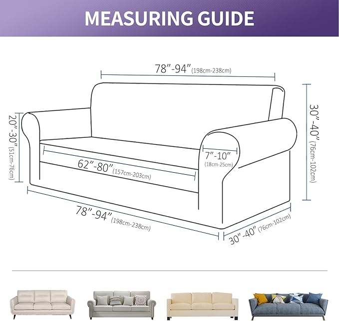 Joccun Stretch Couch Cover Slipcovers, 1-Piece Sofa Covers for 3 Cushion Couch Spandex Jacquard Washable Furniture Protector Cover for Living Room,Kids,Pets(Sofa,Tan)