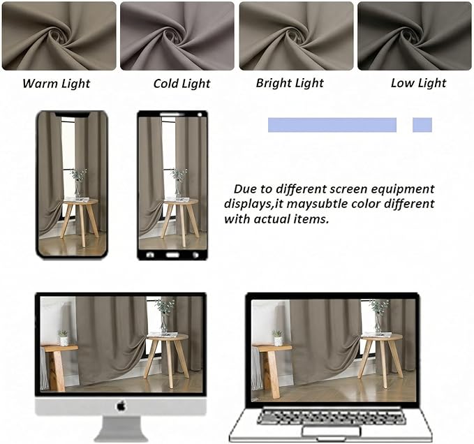 Simplebrand Ava Latte Short 36 Inches Blackout Curtain 2 Panels Set, Half Window Rod Pocket Privacy Curtain Tiers for Kitchen, Curtains Blackout for Bathroom Shades, W40 x L36 Inch, Latte
