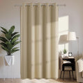 Joydeco Blackout Patio Sliding Door Curtains 96 Inches Long, Grommet Privacy Room Divider Curtains, Extra Wide Thermal Blackout Drapes for Bedroom Living Room (Light Beige, 70Wx96L, 1 Panel)