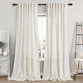 Cream Linen Curtains 101 Inches Long for Living Room Extra Long Back Tab Curtains Neutral Farmhouse Light Filtering Semi Sheer Linen Drapes Ceiling to Floor for Large Window 2 Panels Set 52x101
