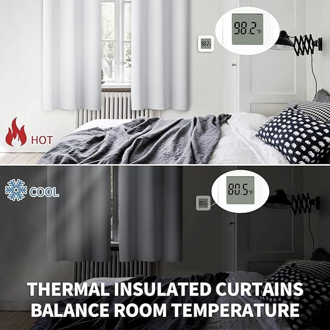 BGment Room Darkening Curtains 63 Inches Long - Grommet Thermal Insulated Drapes Window Treatment Curtains for Bedroom, 2 Panels, 38 x 63 Inch, Greyish White